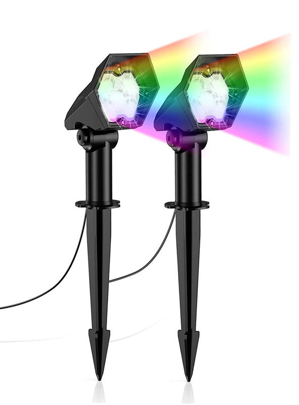 IP66 3000K RGB Solar Lights Outdoor 2PCS Assembly Spike 300lm